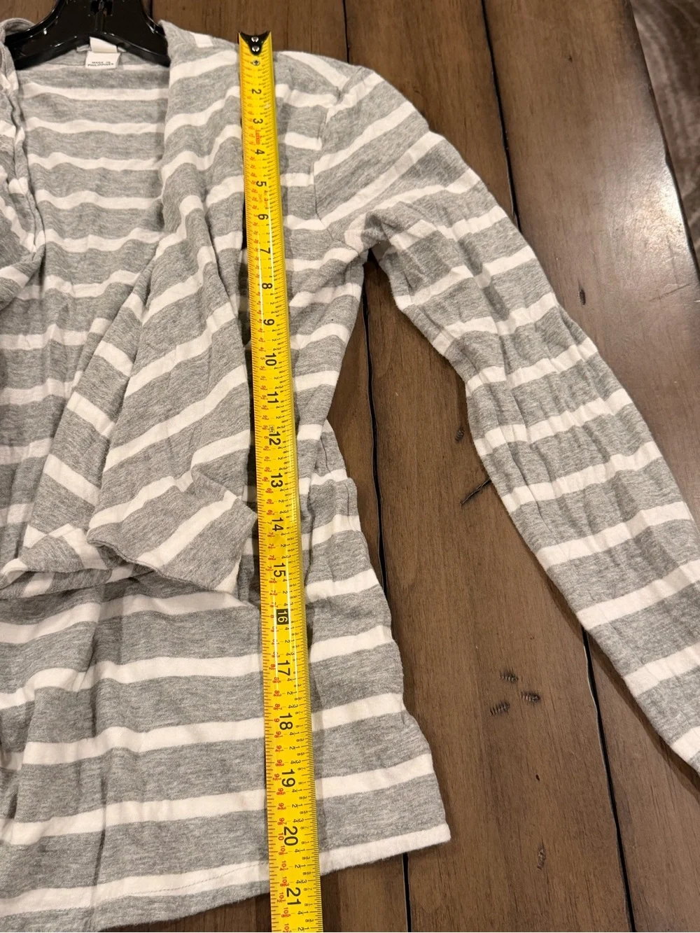 J. Crew Gray and White Striped Open-Front Cardigan T Shirt Cotton #449
